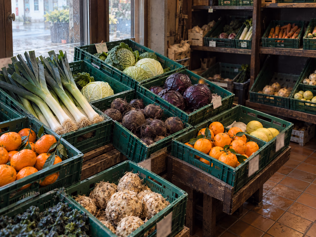 Zitrusfrüchte, Kohl, Lauch und weiteres Wintergemüse